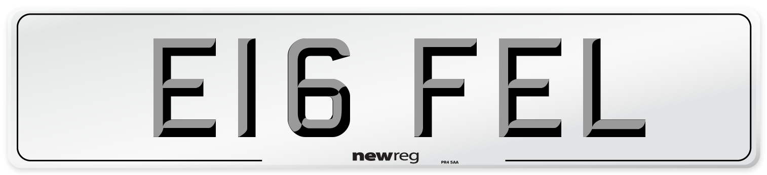 E16 FEL Number Plate from New Reg